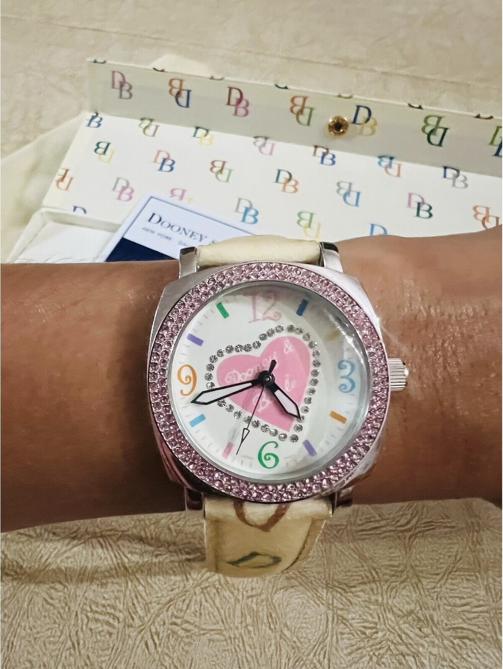 Dooney & Bourke Watch Pink Rhinestone Working With Box
